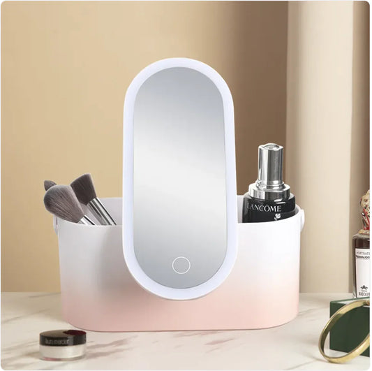 Portable LED Makeup Mirror & Travel Organizer Box